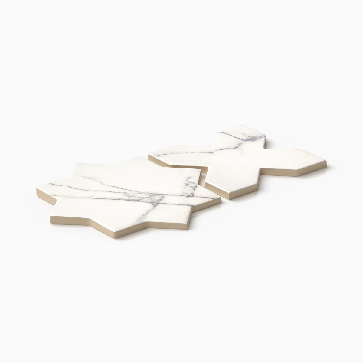 Aslan 6 x 12 Porcelain Tile Star in Calacatta and Cross in Calacatta
