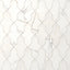 White Aslan 2x8 porcelain shield tiles create a flowing pattern, showing delicate gray veining across a matte finish with softly worn, rounded edges.