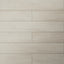 Porcelain wood-look tile in an 8x48 matte finish, displaying pale cream tones with understated grain for a clean, airy look.