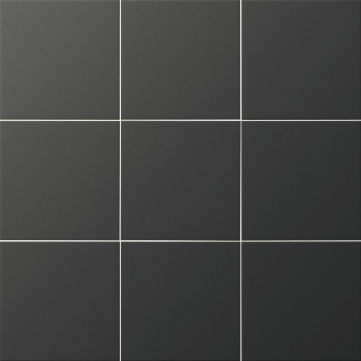 Matte black square tiles with a deep, rich tone, ideal for creating bold, modern surfaces with a sleek, minimalist edge.