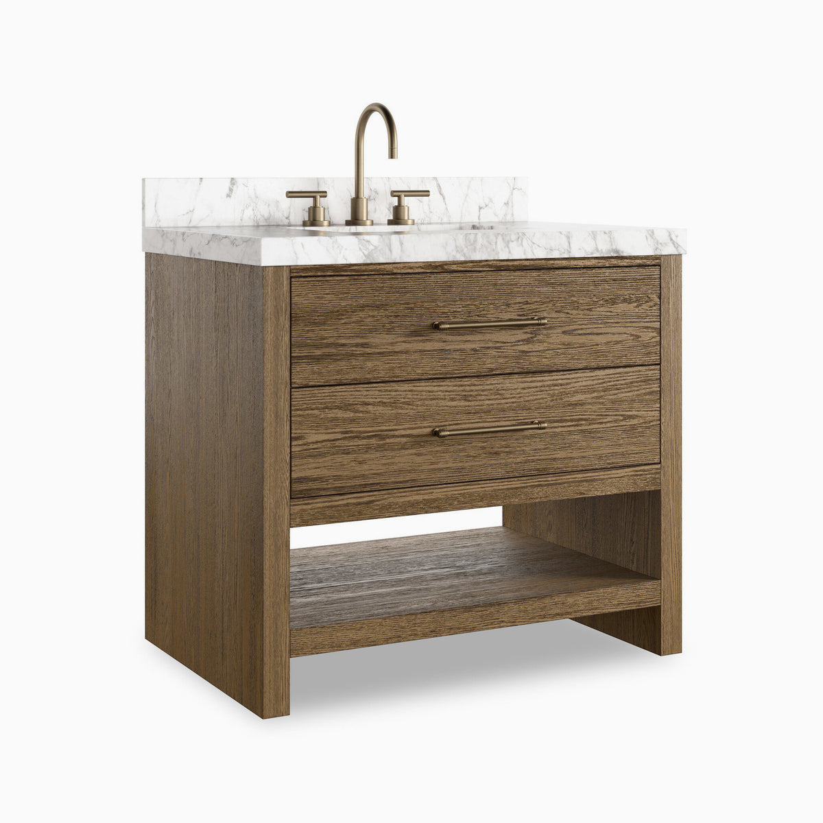 Maxine 36" Single Vanity in Washed Natural Veneer with Carrara Marble Top