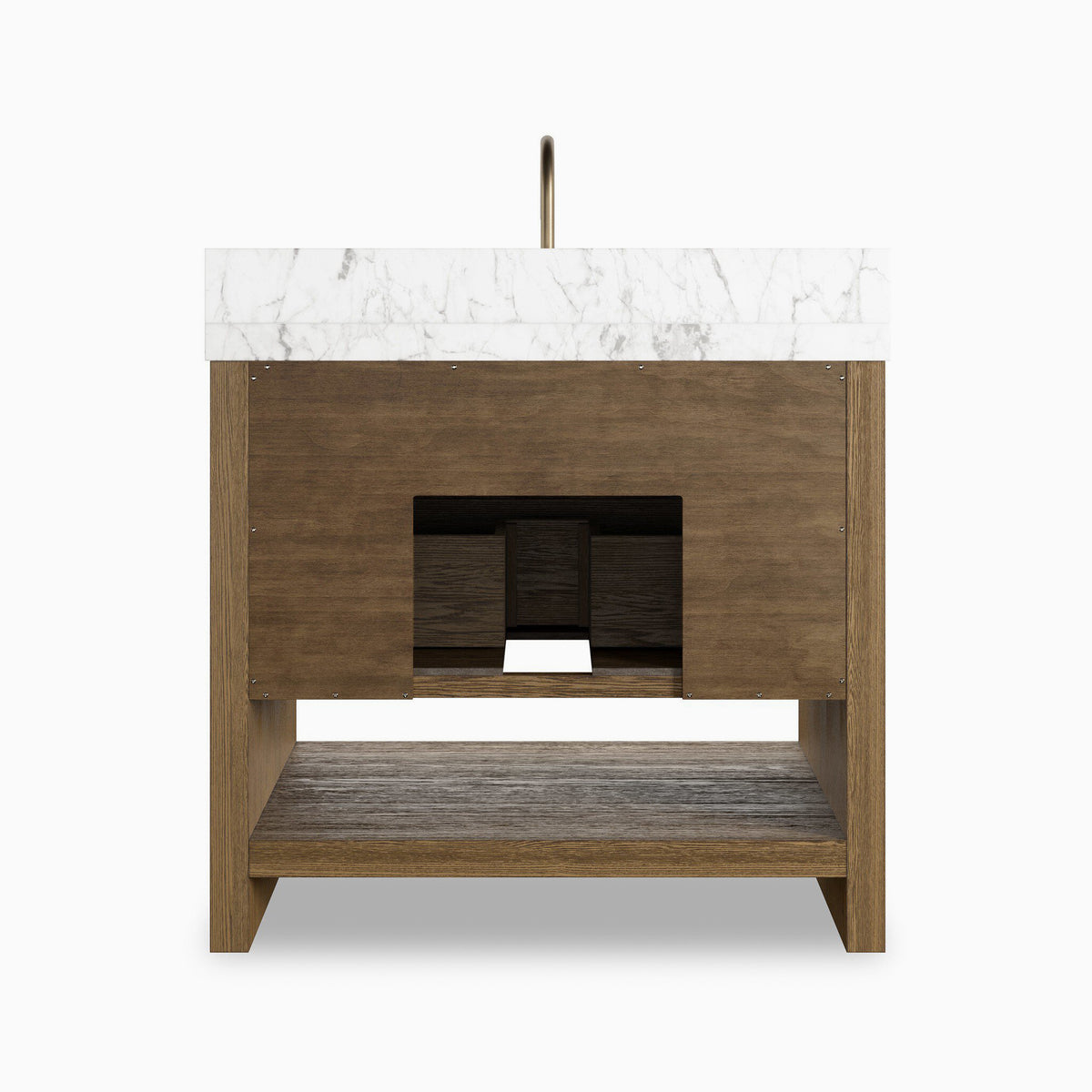 Maxine 36" Single Vanity in Washed Natural Veneer with Carrara Marble Top