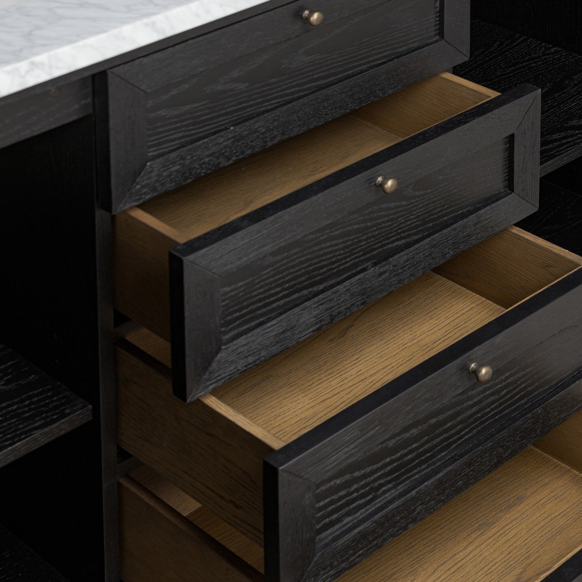 Josephine 60" Double Vanity in Satin Drifted Black Veneer with Carrara Marble Top