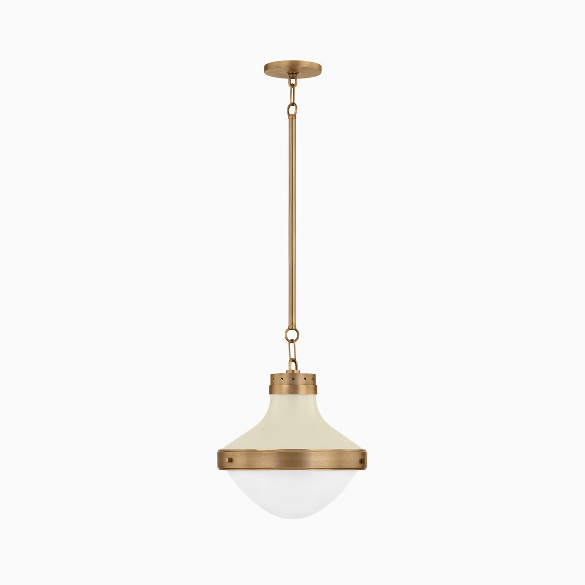 Grady Pendant in Patina Brass and Soft Sand
