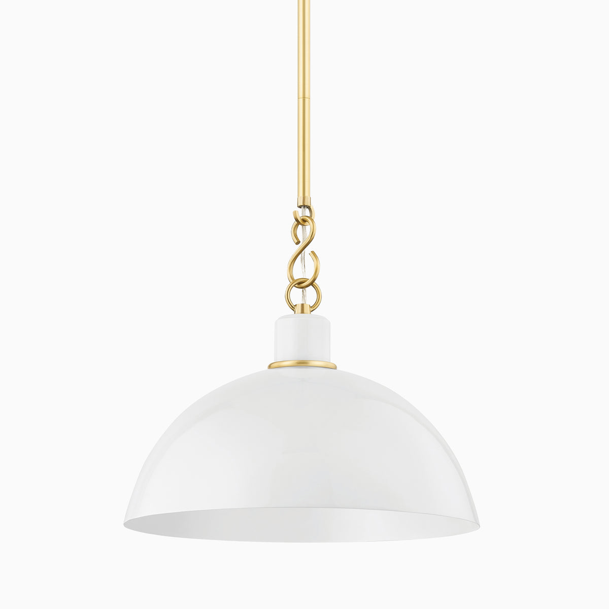 Halsey 13" Pendant in White & Aged Brass