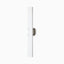 Polished nickel wall sconce with slim vertical design, frosted white diffuser, and rounded backplate for a sleek modern look.
