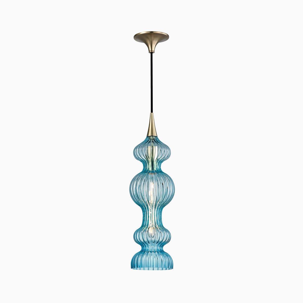 Satine Pendant In Aged Brass Blue