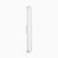 Slim chrome wall sconce with a tall frosted glass shade, offering modern, streamlined lighting for hallways or bathrooms.