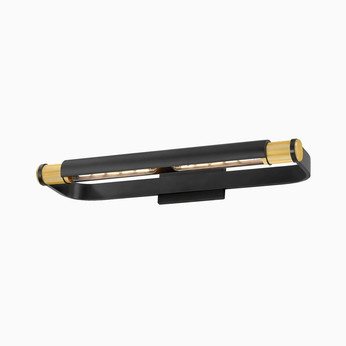 Slim 24" picture light with a two-tone aged brass and bronze finish, featuring a dual-light system for even, focused illumination.