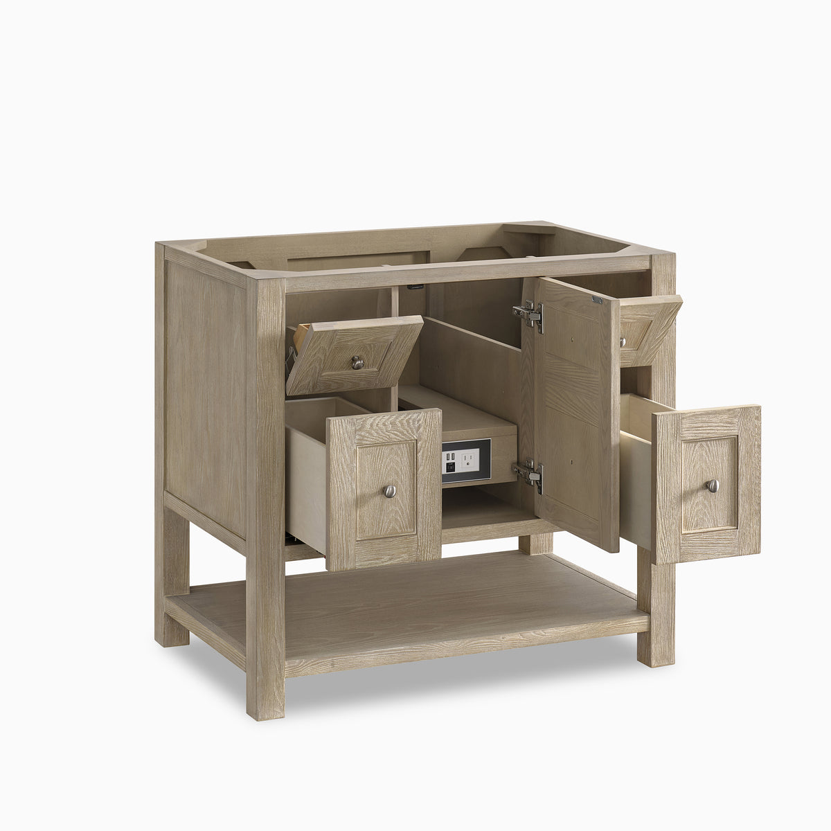 Bridgette 36" Single Vanity in Whitewashed Oak with 3 cm White Zeus Quartz Top