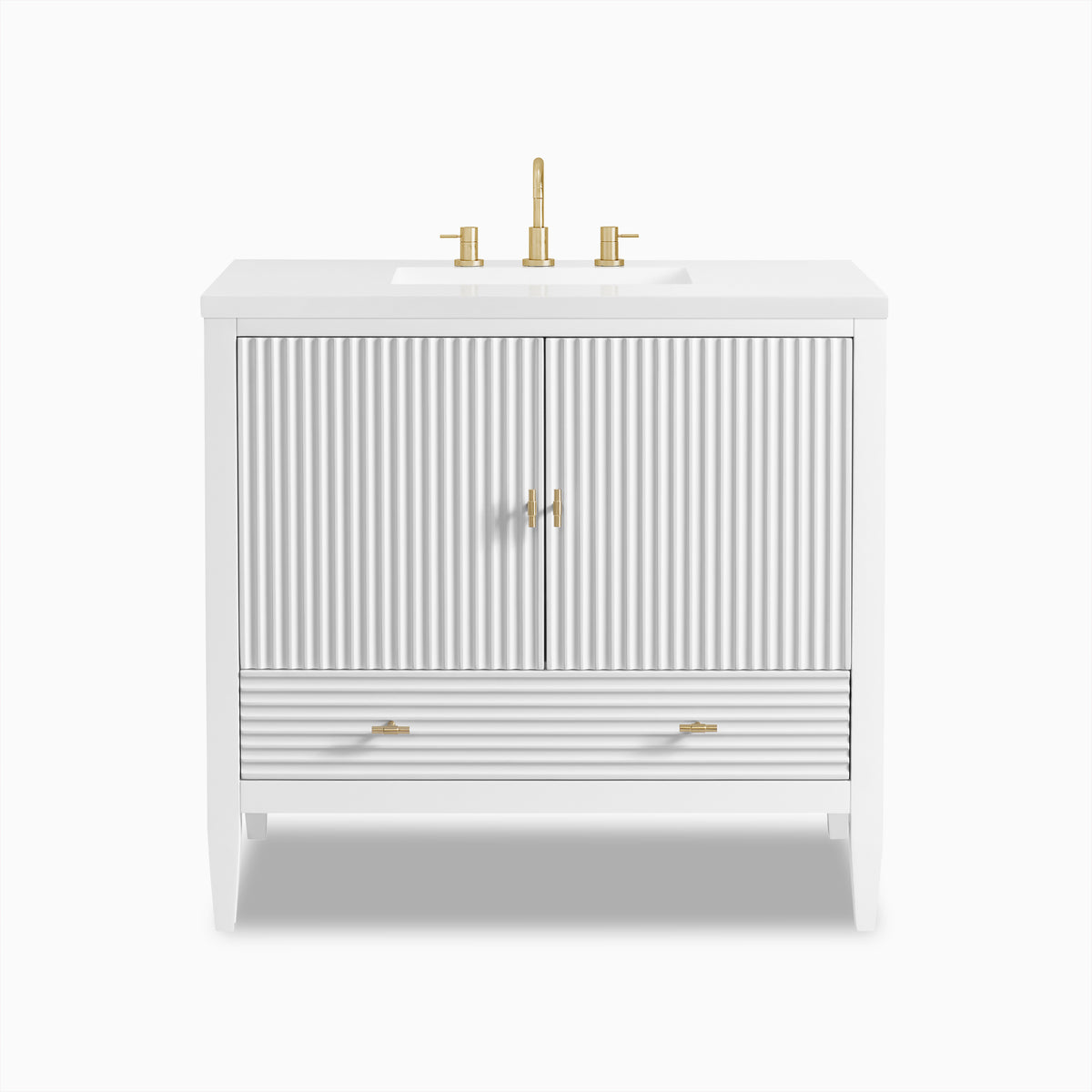 Sasha 36" Single Vanity in Bright White with 3 cm White Zeus Quartz Top