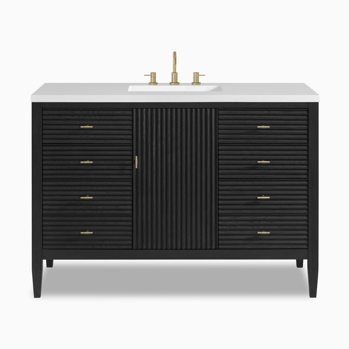Sasha 48" Single Vanity in Carbon Oak with 3 cm White Zeus Quartz Top