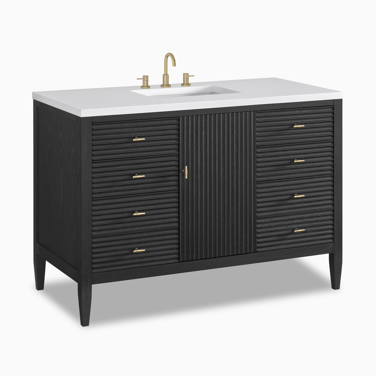Sasha 48" Single Vanity in Carbon Oak with 3 cm White Zeus Quartz Top