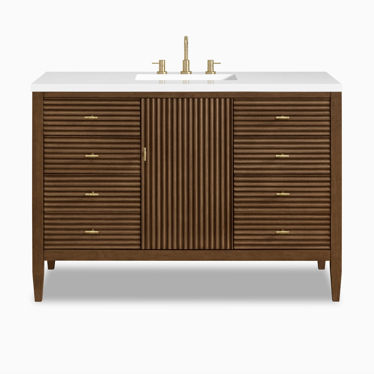 Sasha 48" Single Vanity in Mid Century Walnut with 3 cm White Zeus Quartz Top