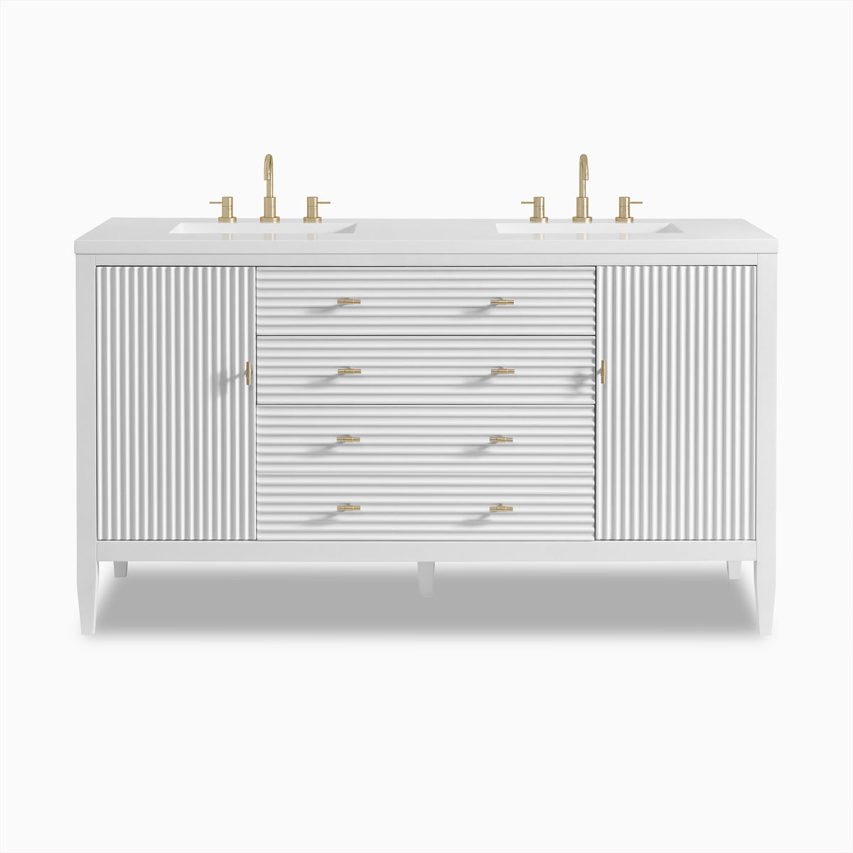 Sasha 60" Double Vanity in Bright White with 3 cm White Zeus Quartz Top