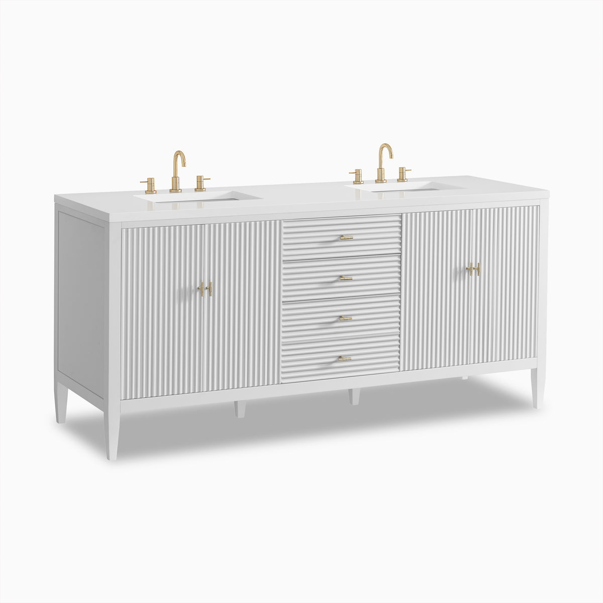 Sasha 72" Double Vanity in Bright White with 3 cm White Zeus Quartz Top