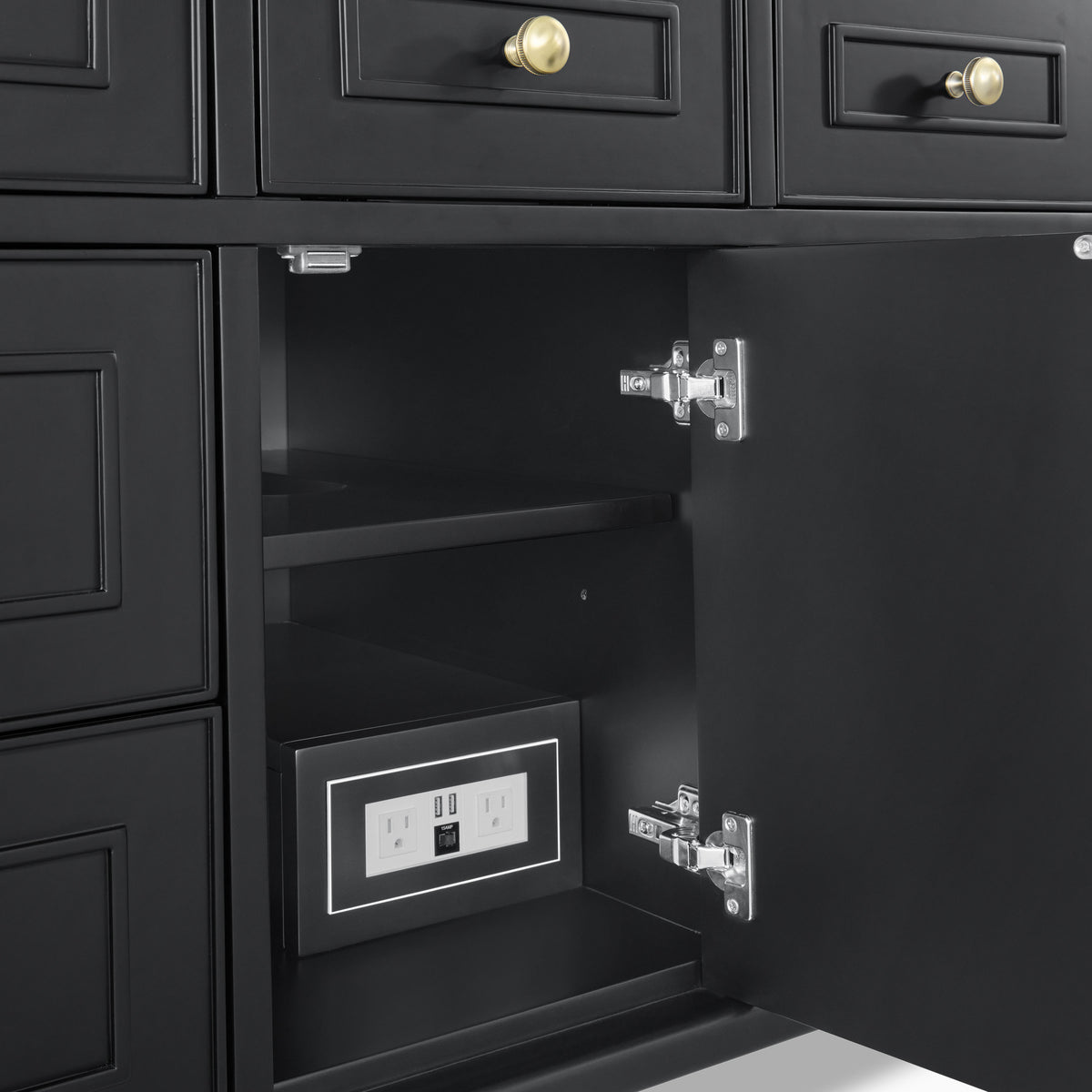 Elodie 48" Single Vanity in Black Onyx with 3 cm White Zeus Quartz Top