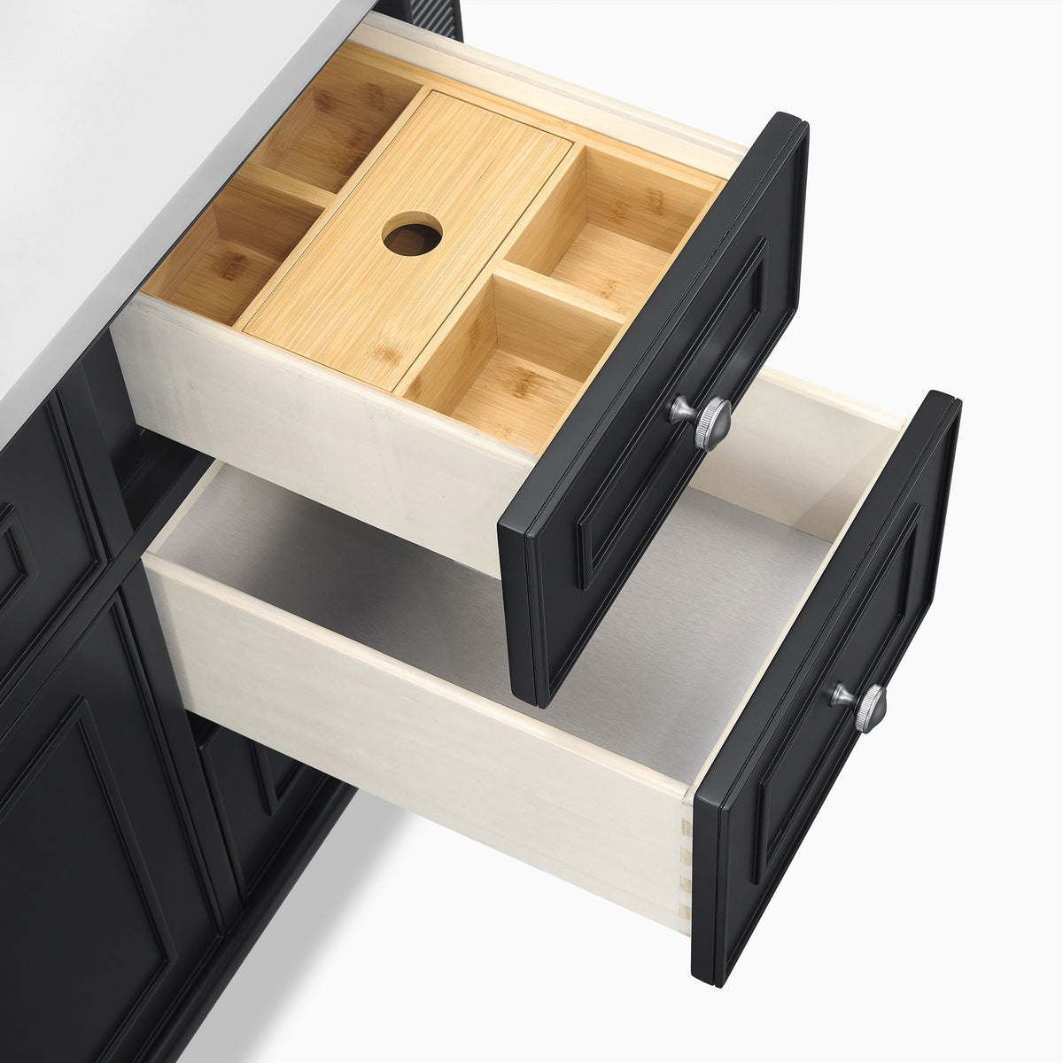 Elodie 48" Single Vanity in Black Onyx with 3 cm White Zeus Quartz Top