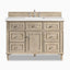 Elodie 48" single vanity in whitewashed oak with classic paneling and six drawers for elegant storage.