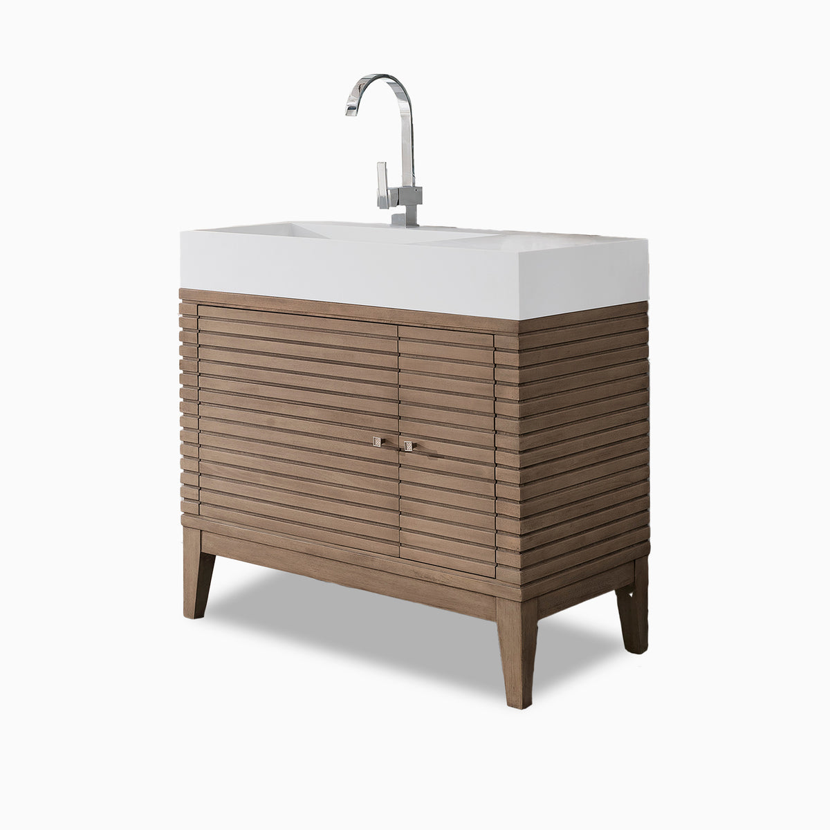 Easton 36" Single Vanity in Whitewashed Walnut with Glossy White Composite Stone Top