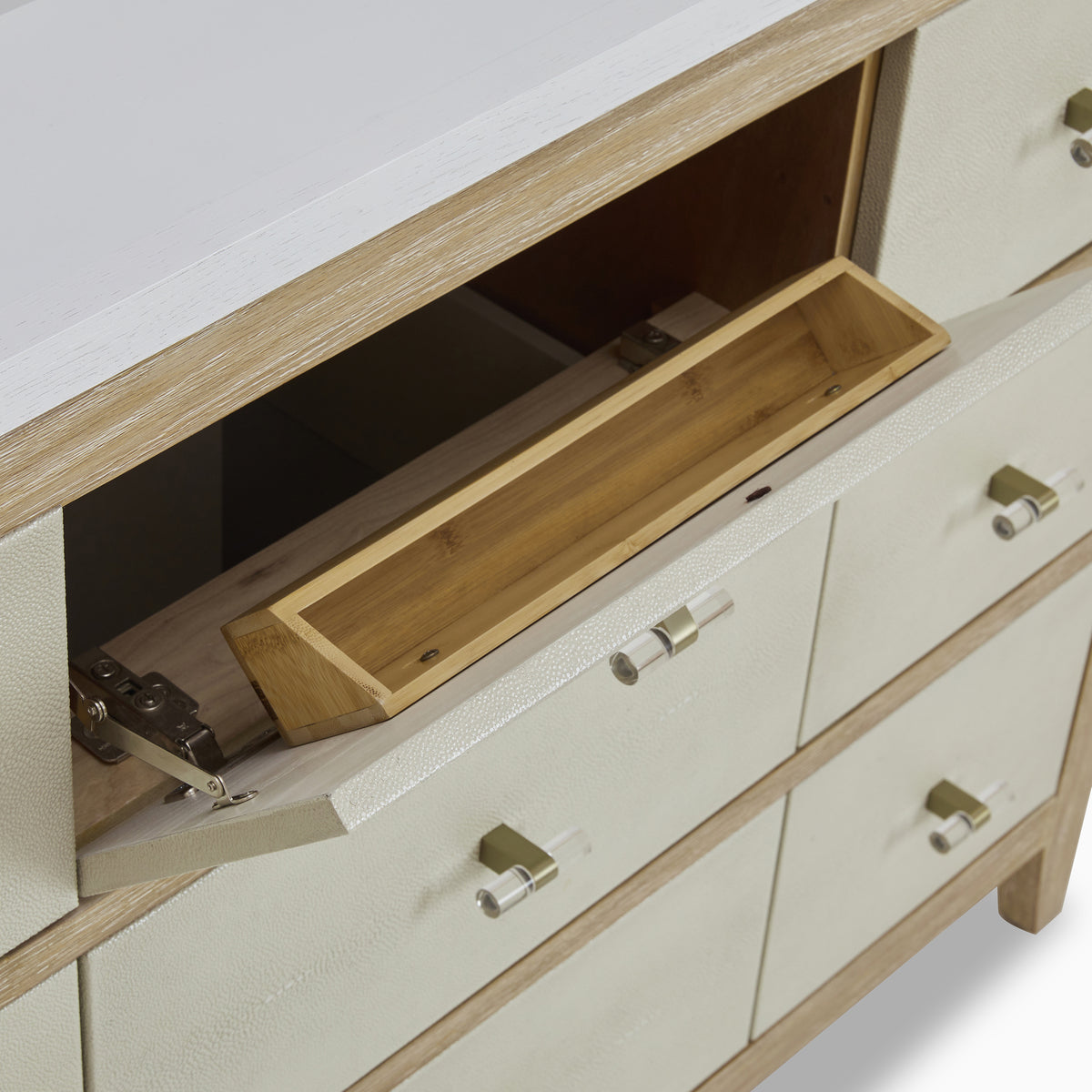 Daisy 48" Single Vanity in Sunwashed Oak with Embossed Shagreen and 3 cm White Zeus Quartz Top