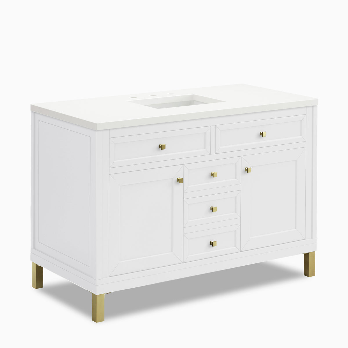 Janelle 48" Single Vanity in Glossy White with 3 cm White Zeus Silestone Top