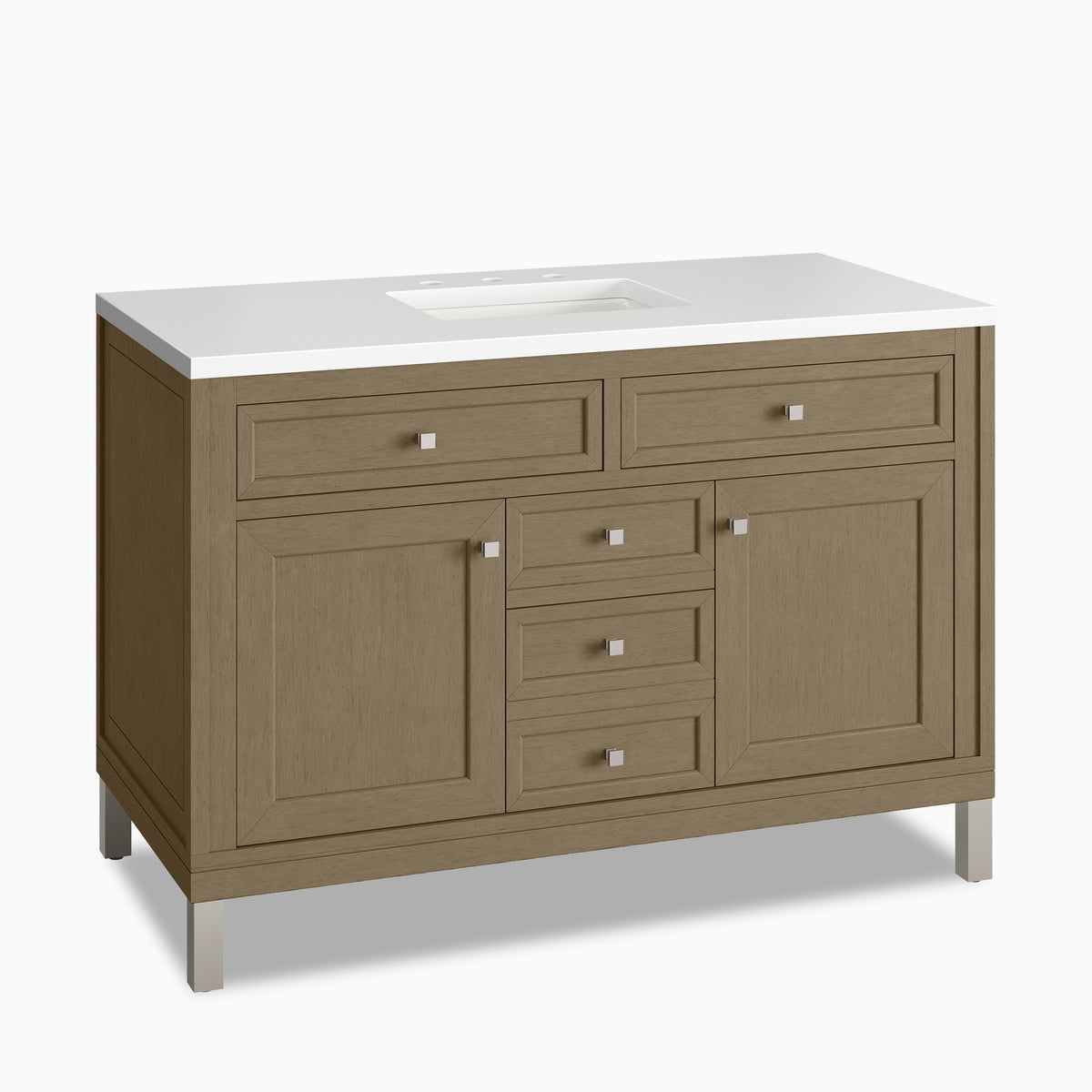 Janelle 48" Single Vanity in Walnut Whisper with 3 cm White Zeus Silestone Top