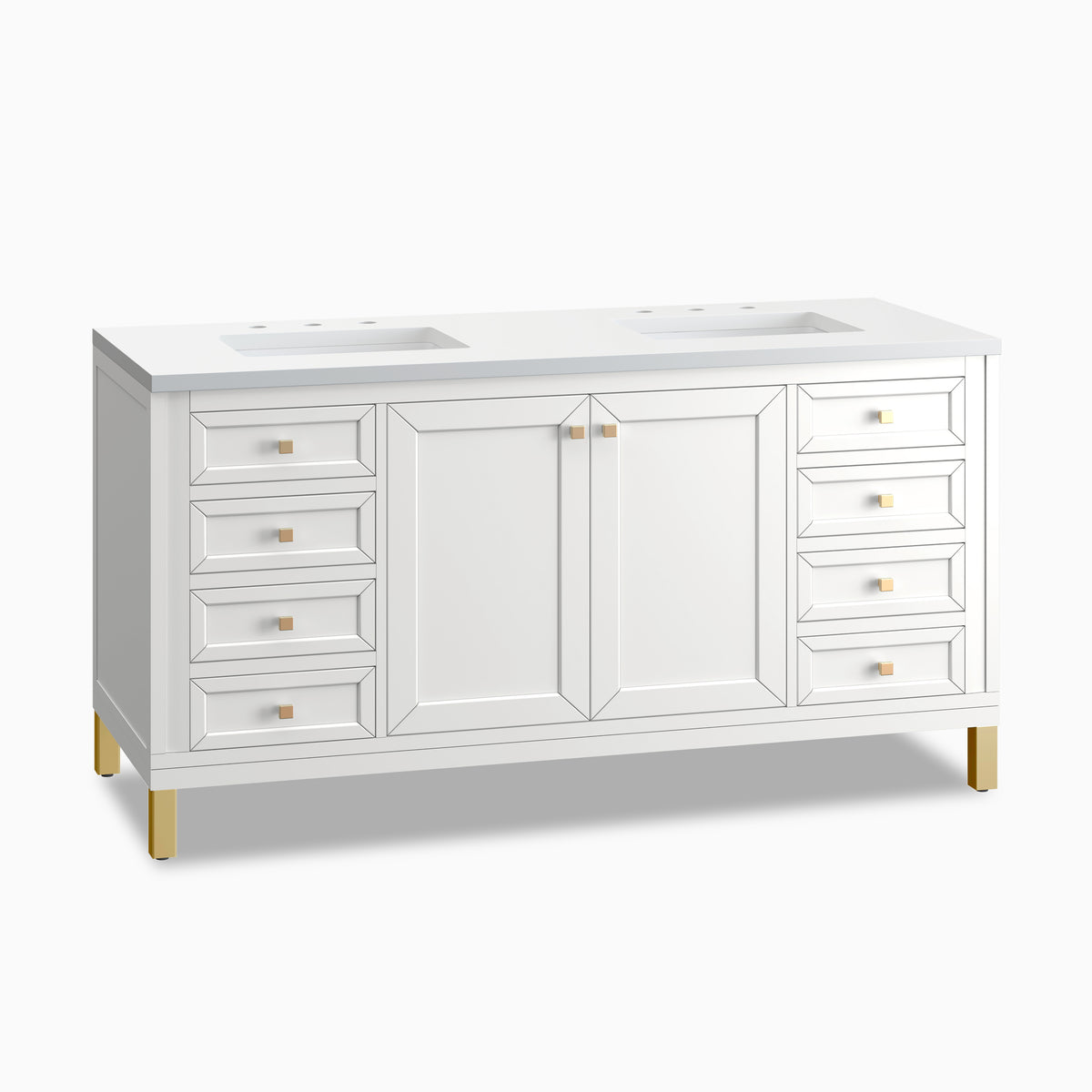 Janelle 60" Double Vanity in Glossy White with 3 cm White Zeus Silestone Top