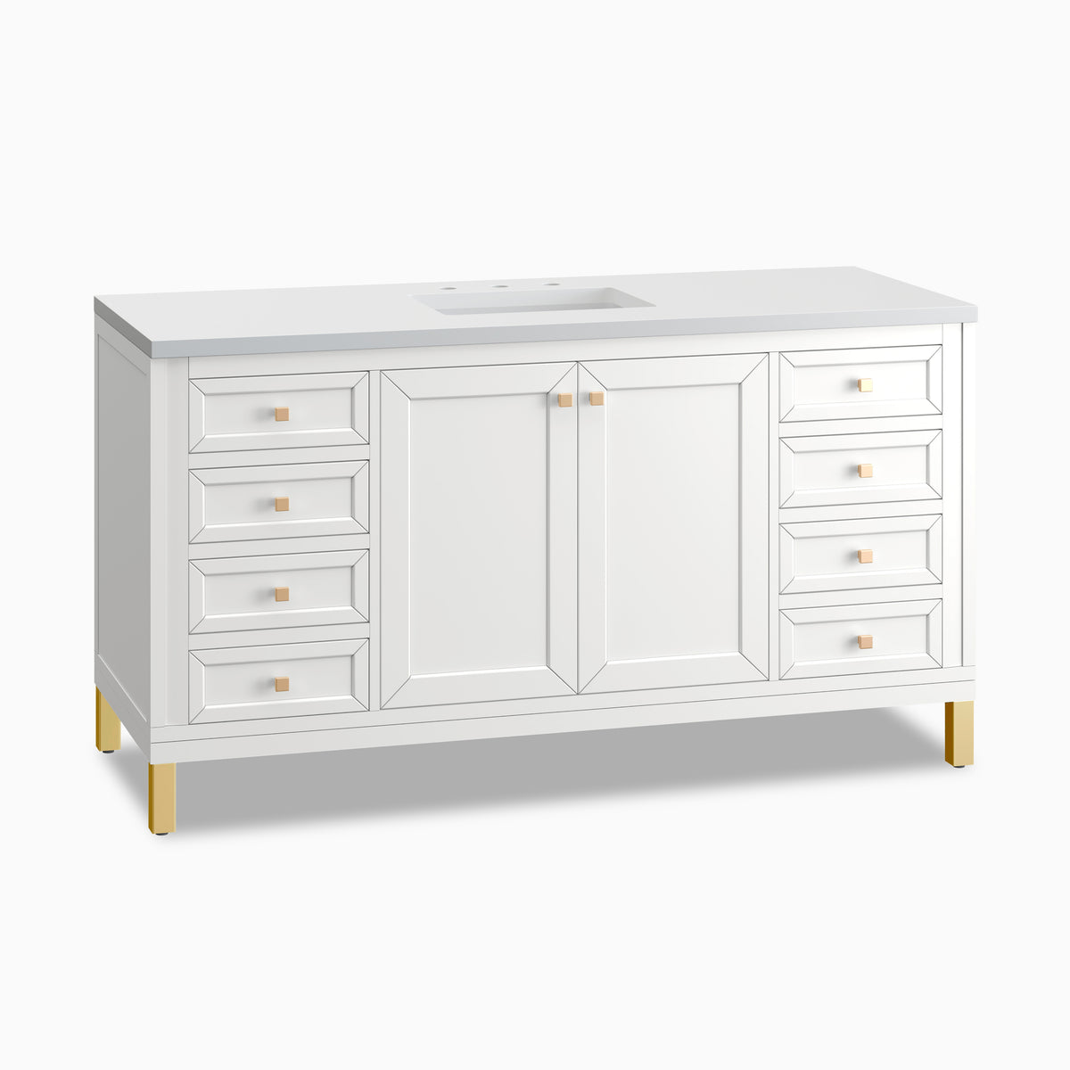 Janelle 60" Single Vanity in Glossy White with 3 cm White Zeus Silestone Top