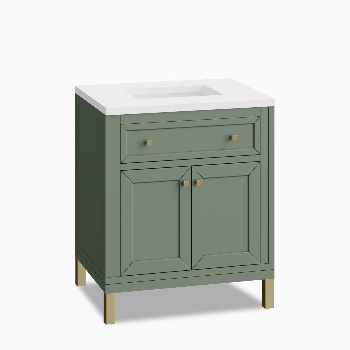 Janelle 30" Single Vanity in Smokey Celadon with 3 cm White Zeus Silestone Top