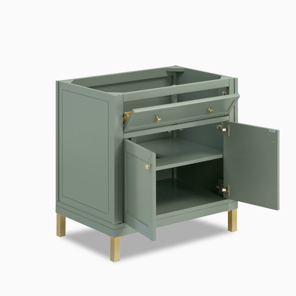 Janelle 36" Single Vanity in Smokey Celadon with 3 cm White Zeus Silestone Top