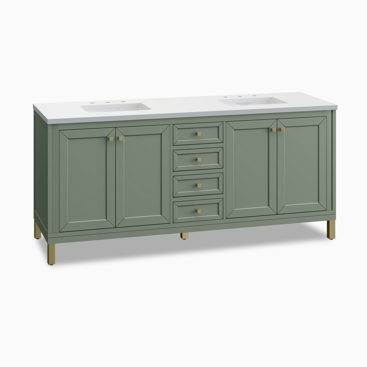 Janelle 72" Double Vanity in Smokey Celadon with 3 cm White Zeus Silestone Top