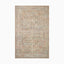 Faded Persian-style power loomed rug made of polyester with intricate floral motifs in soft beige, rust, and pale blue, creating an elegant antique-inspired look.