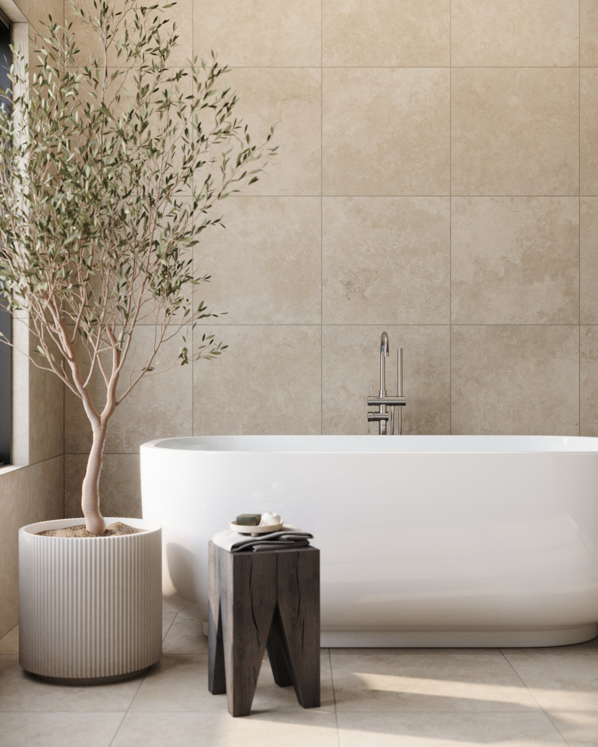 Leona 24 x 24 Matte Porcelain Tile in Marfil