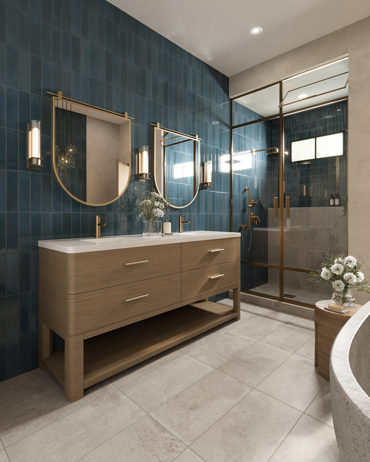 Makenna 3 x 11 Glossy Porcelain Tile in Indigo