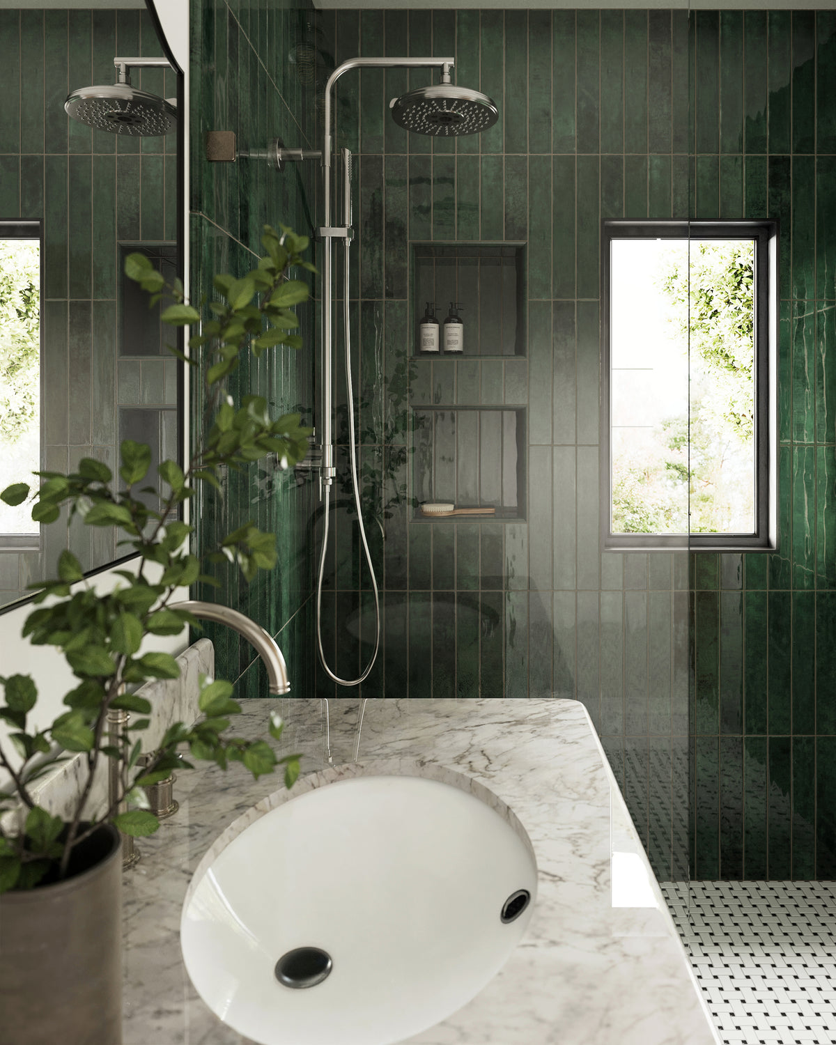 Jaden 2.5 x 16 Glossy Ceramic Tile in Hunter