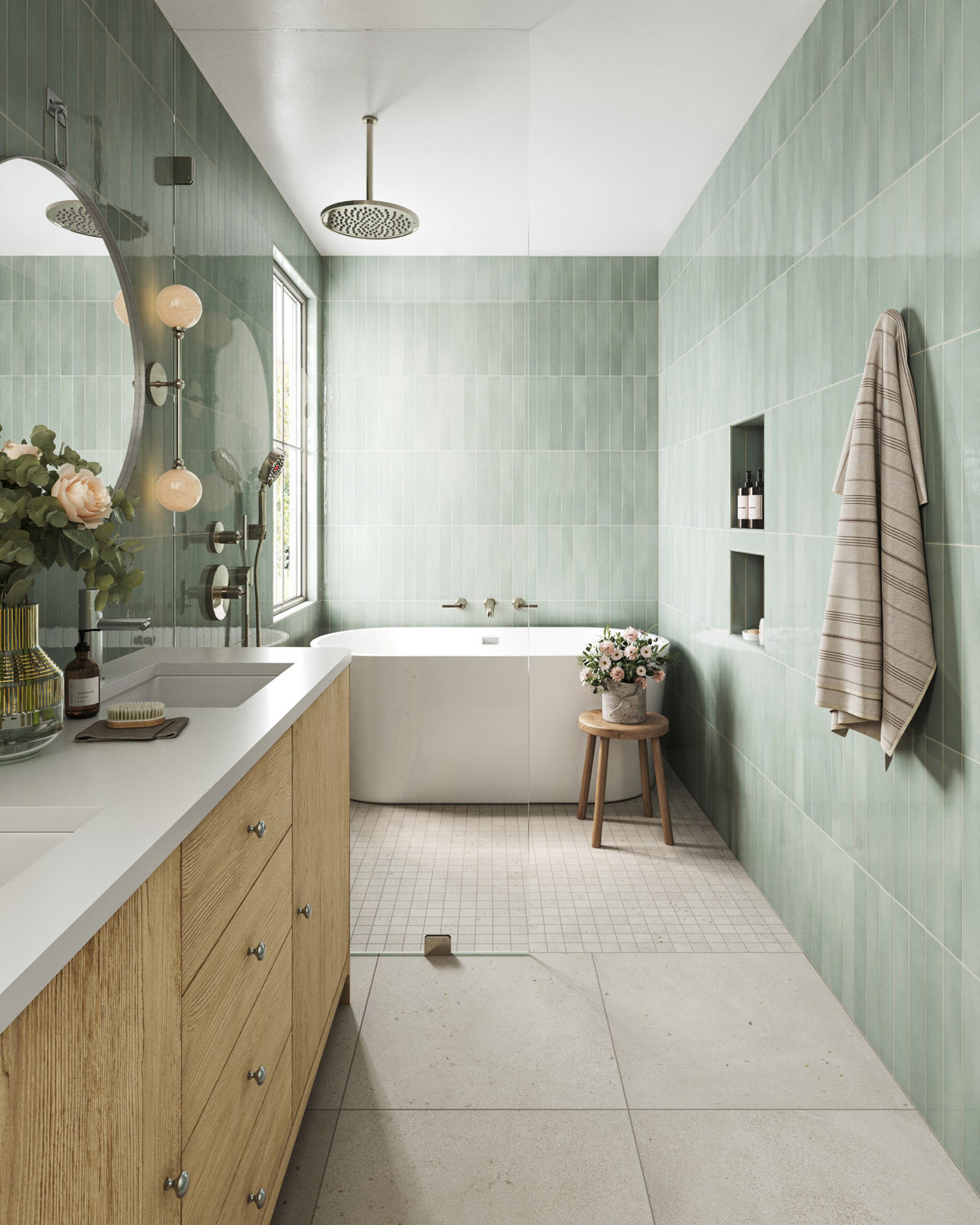 Maisie 0.5 x 8 Jolly Glossy Porcelain Tile in Pistachio