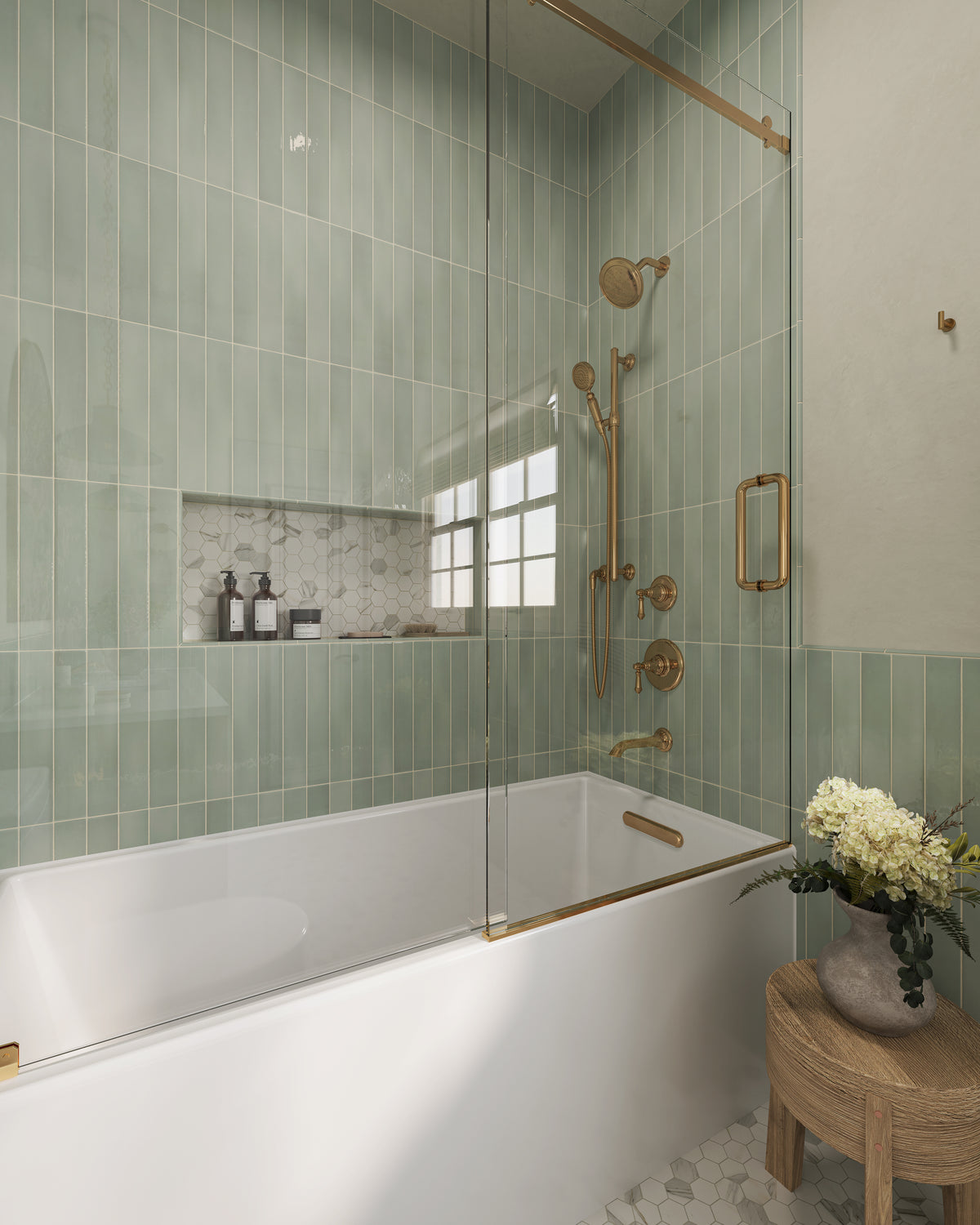 Aniston 2 x 2 Matte Porcelain Hexagon Mosaic Tile in Calacatta Top