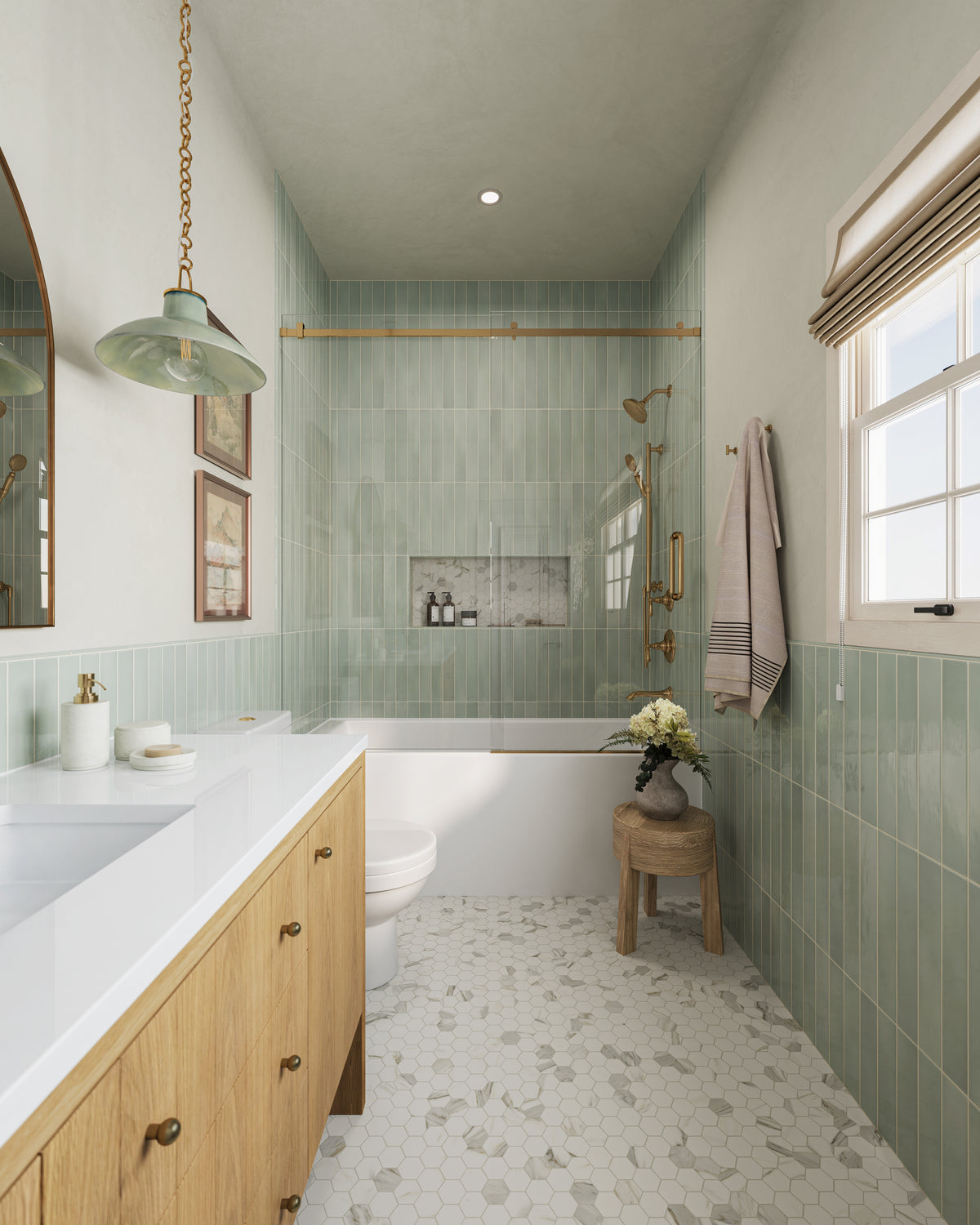 Aniston 2 x 2 Matte Porcelain Hexagon Mosaic Tile in Calacatta Top