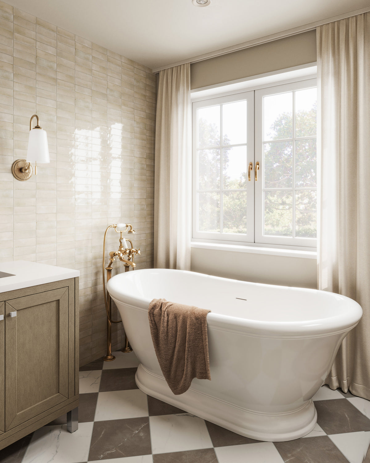 Natasha 2 x 6 Glossy Porcelain Tile in Canvas
