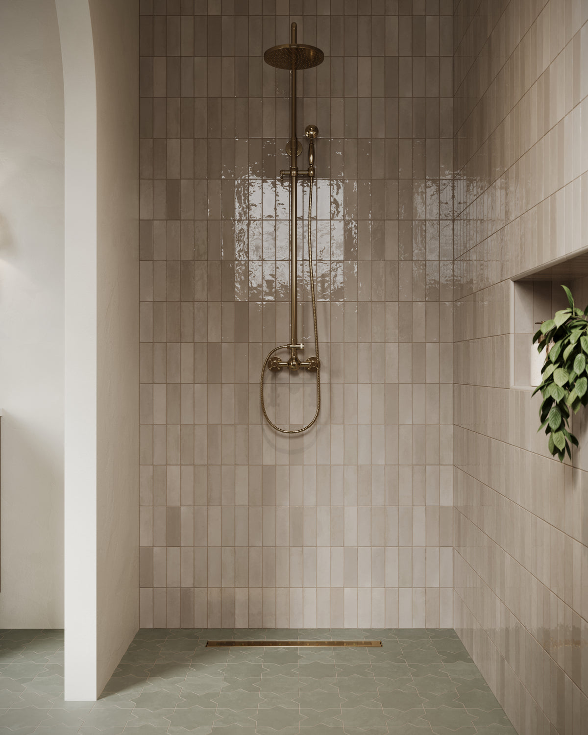 Cleo 2 x 6 Glossy Ceramic Tile in Griege