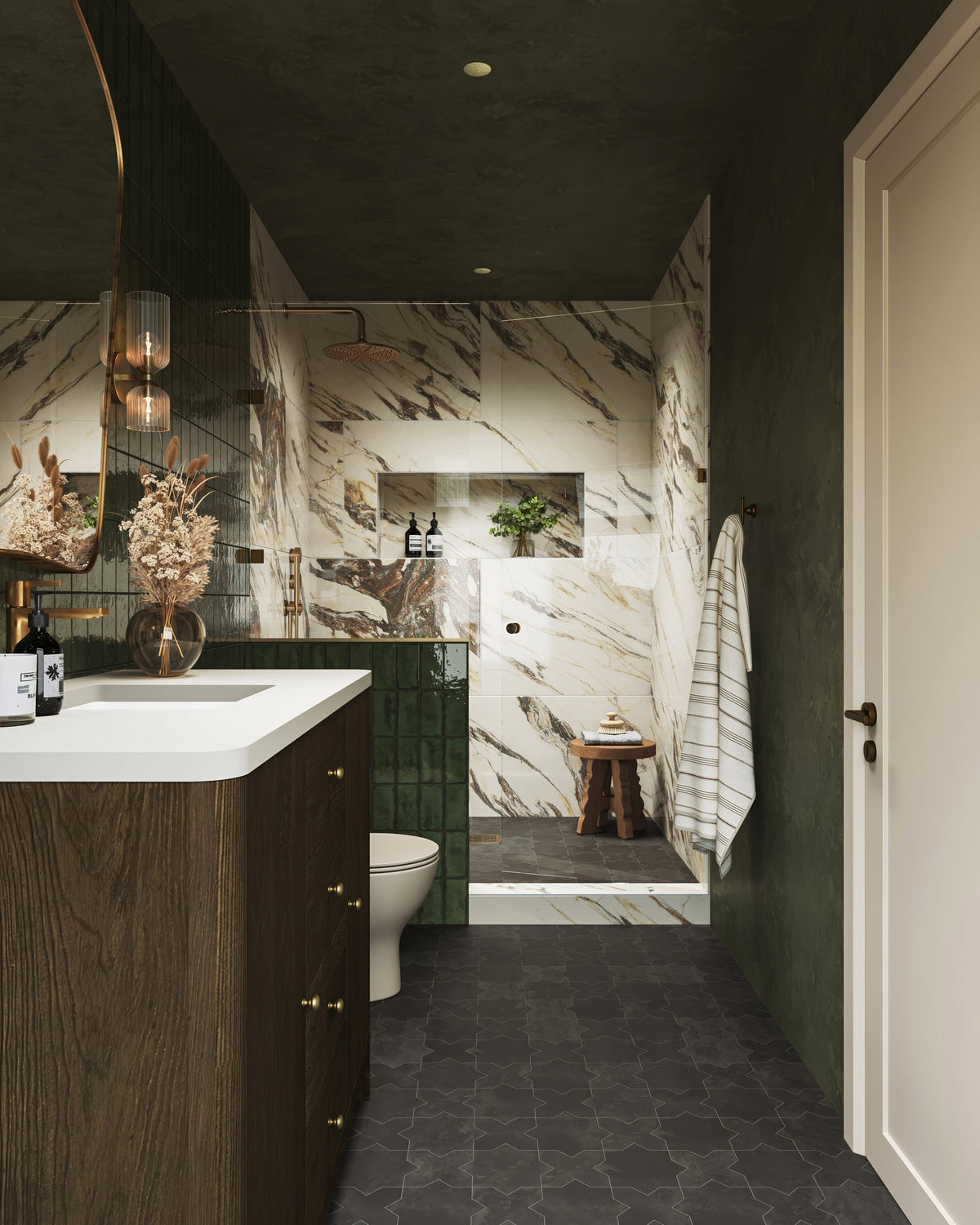 Used as a floor tile, our Isabel 11x11 Matte Porcelain Tile Star and Cross in Charcoal blends rich dark gray shades with a matte finish for a dramatic handcrafted look suited to contemporary interiors.