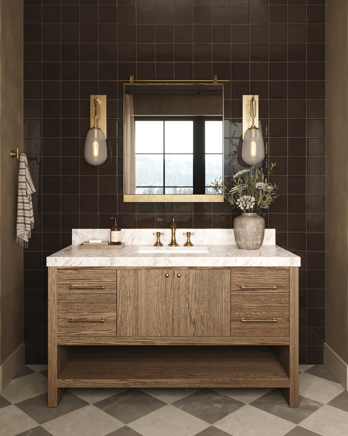 Mikayla 5 x 5 Glossy Ceramic Tile in Espresso