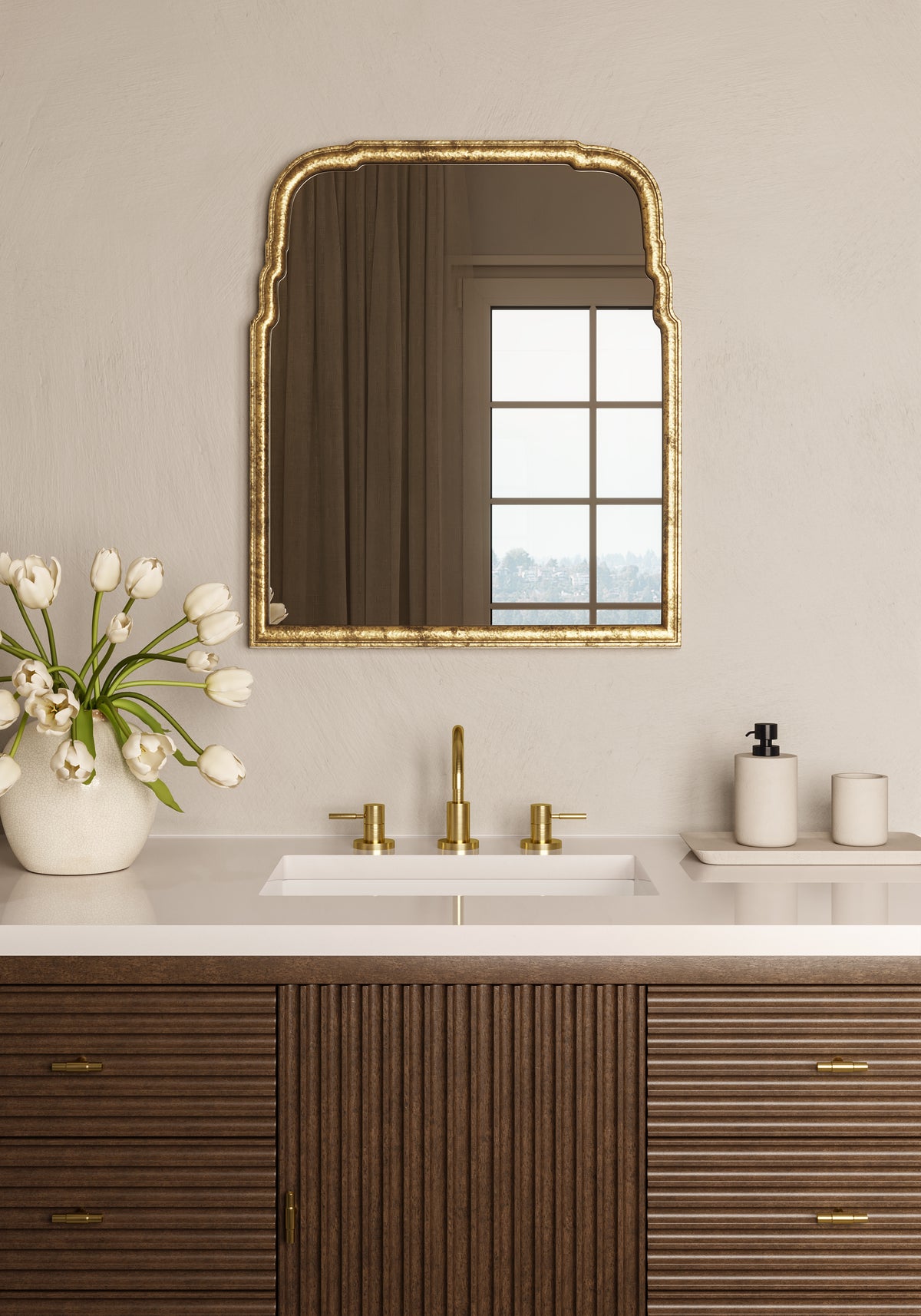 Clementine  Mirror in Antiqued Gold Leaf