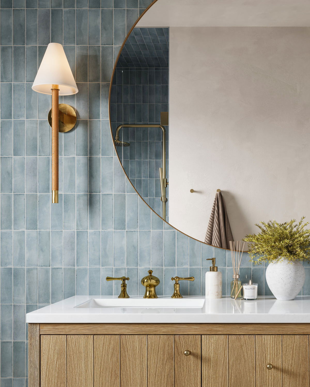 Natasha 2 x 6 Glossy Porcelain Tile in Blue Grass