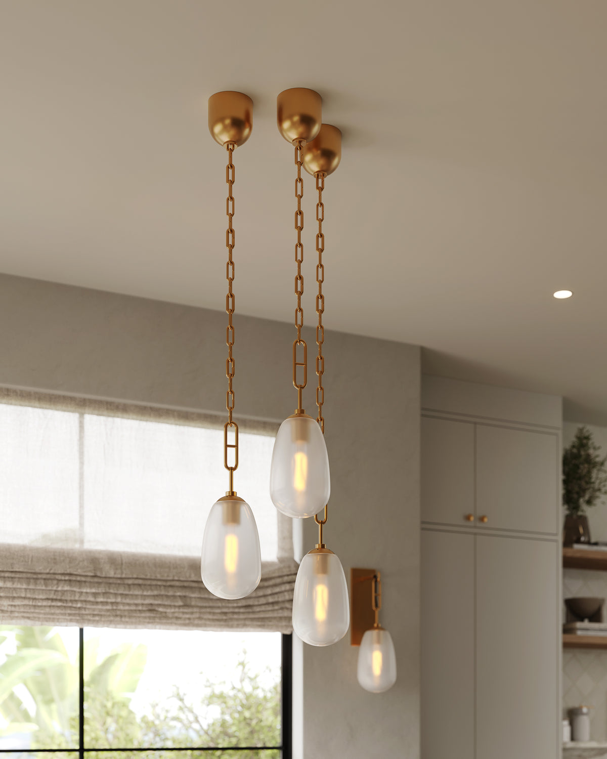 Runa 6" Pendant In Aged Brass