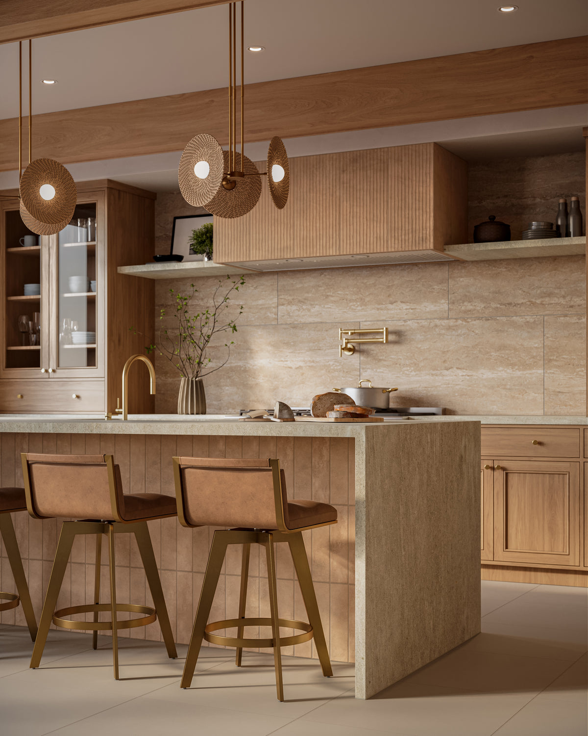 Kai 12 x 24 Fluted Matte Porcelain Tile in Almond
