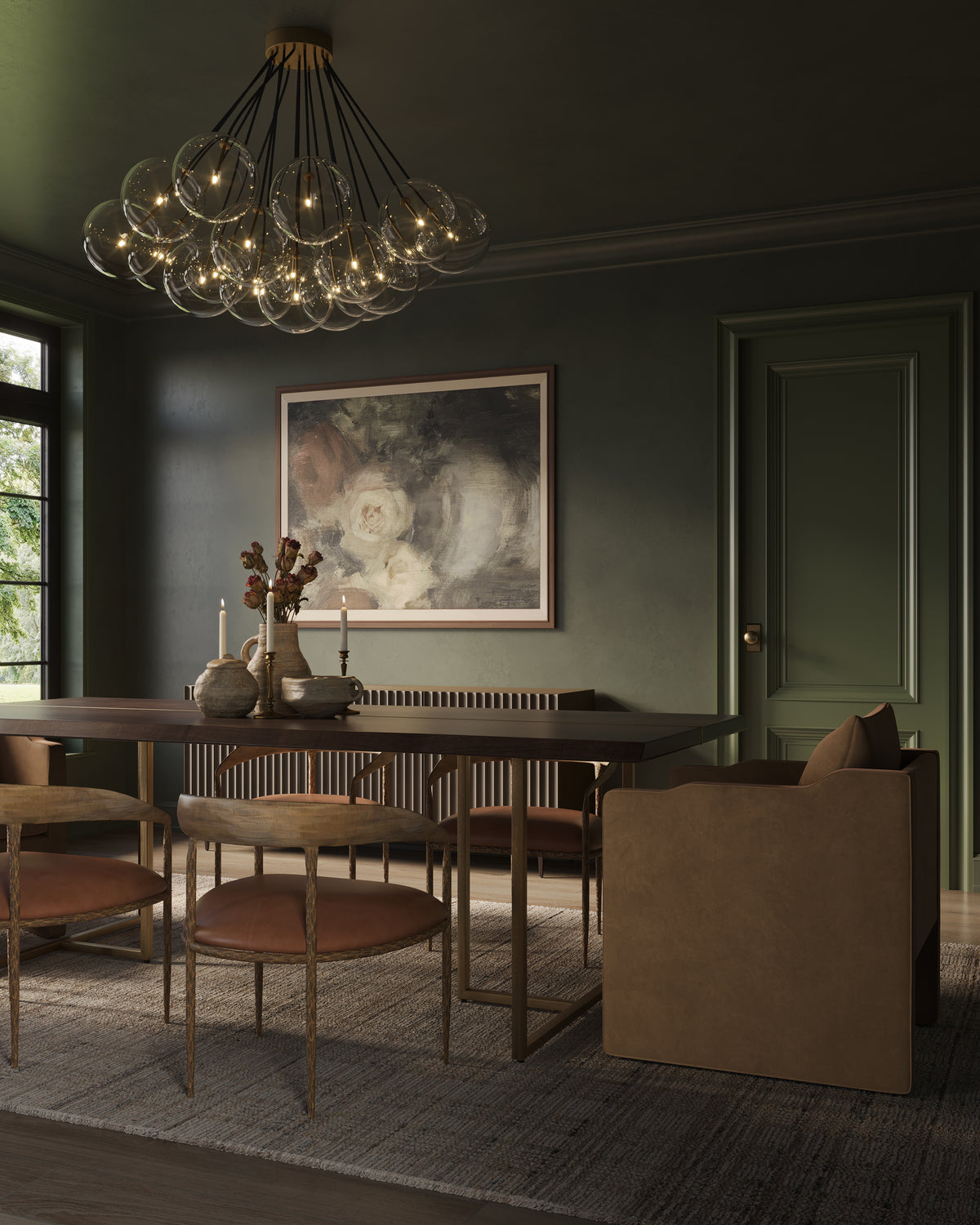 Shaffer Dining Chair in Tan Leather