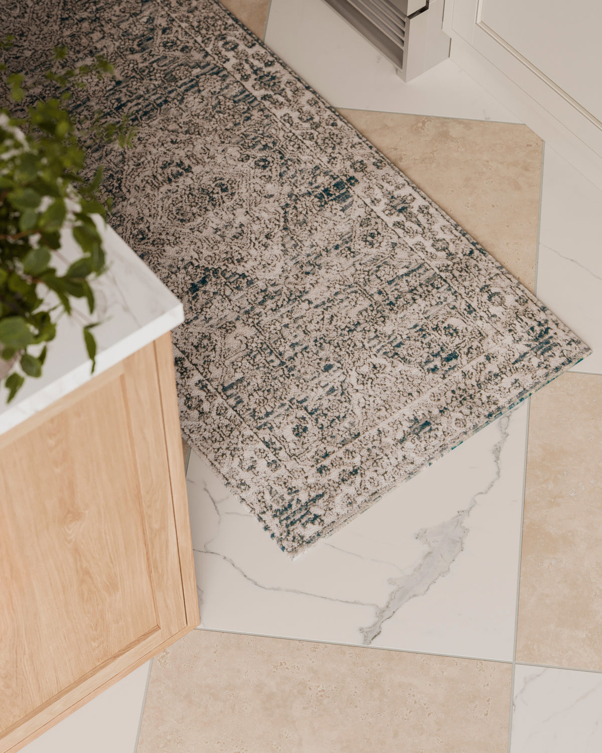 Leona 24 x 24 Checkerboard Matte Porcelain Tile in Calacatta and Marfil