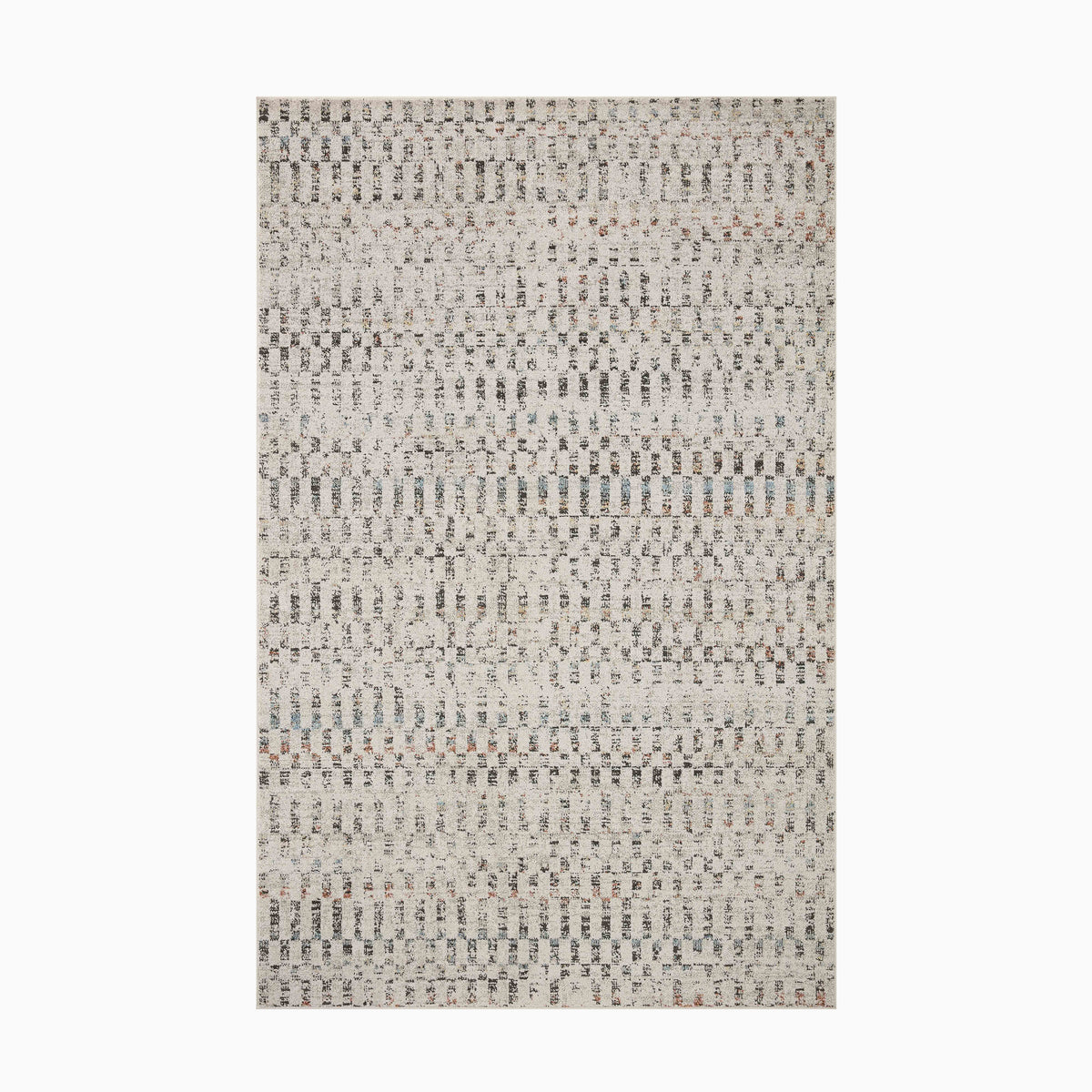 Crafted from resilient polyester, this power-loomed rug has a dove gray background accented with subtle blue, rust, and beige, making it a stylish choice for transitional interiors.